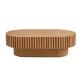 thumbnail image 4 of Kevinplus 43.7" Modern Handcraft Drum Coffee Table Oval Coffee Table for Living Room,Small Wooden Coffee Table with Sturdy Pedestal for Office,ASH Color, 4 of 9