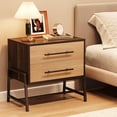 thumbnail image 3 of Estilo rural nightstand con cajones light wood bedside mesa con metal legs 2 cajón sofa side mesa rustic almacenamiento gabinete para dormitorio & sala de estar, 3 of 6