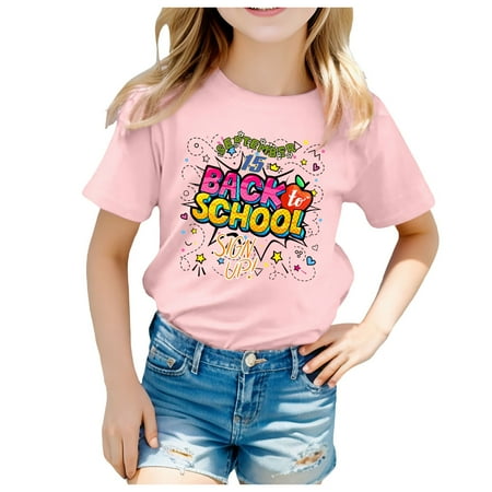 

Tops for Teens School Season Back School Season Printed Casual Short Sleeve T Shirt Cute Tops for Teen Girls