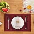 thumbnail image 7 of Placemats Set of 4, Yamaziot Double Layer Cloth Fabric Heat Resistant Place Mat, Washable Reversible Rectangle Dining Table Mats, Hollow Red, 12"x18", 7 of 7