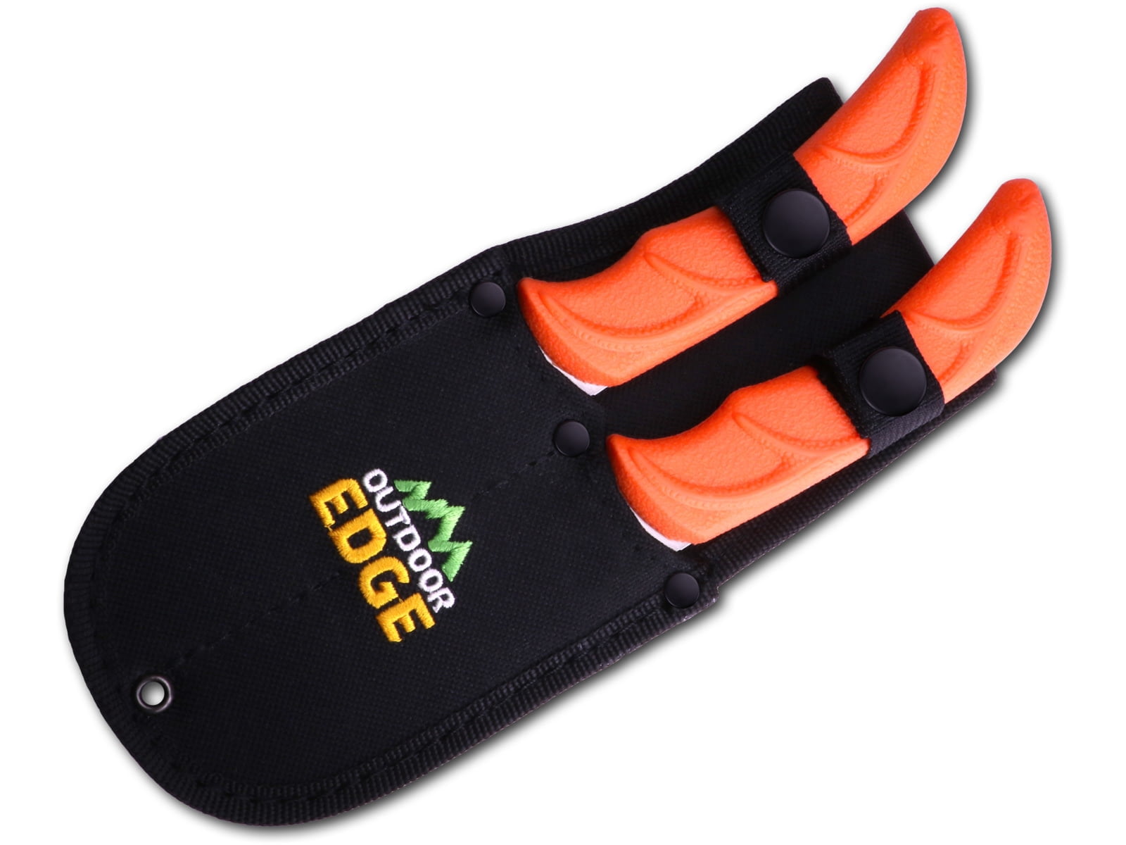 Outdoor Edge Jaeger Pair Fixed Blade Knife Set 420J2 Stainless Steel Satin Blade Polymer Handle Orange