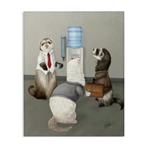 Stupell Industries Office Ferrets Water Cooler Animals & Insects Painting Gallery Wrapped Canvas Art Print Wall Art, 24 x 30