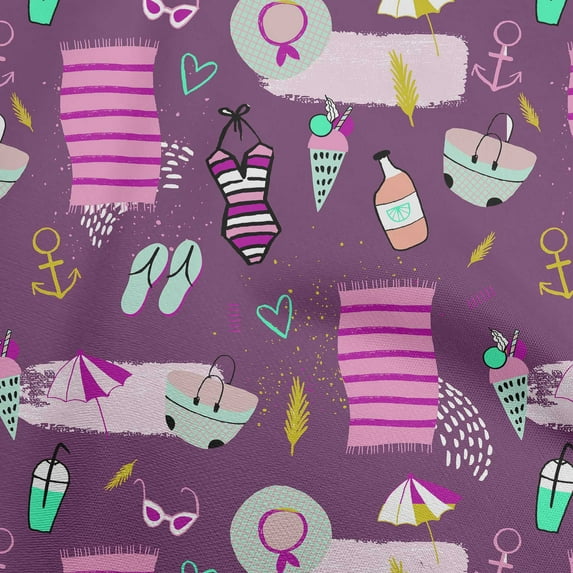 oneOone Cotton Poplin Wine Fabric Summer Beach Sewing Material Print Fabric By The Yard 56 Inch Wide