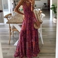 thumbnail image 2 of Arlun Summer Spaghetti Strap Dresses for Women Elastic Waisted V-Neck Sleeveless Bohemian Floral Print Flowy Long Dress Lightweight Soft Comfy Casual XXXL, 2 of 4