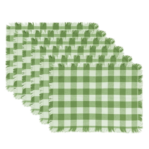 DII Bright Green Heavyweight Check Fringed Placemat (Set of 6)