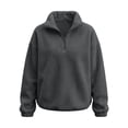 thumbnail image 4 of vdgthytj Sweatshirts for Women Long Sleeve Quarter Zip Lapel Collar Fleece Loose Fitted Fall Winter Warm Casual Pullover Tops(Medium,Gray), 4 of 7