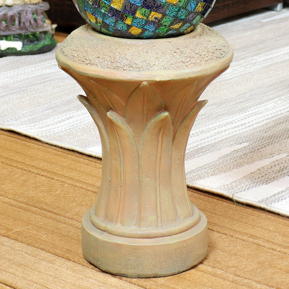 Sunnydaze Tropical Leaves Indoor/Outdoor Gazing Globe Stand Column
