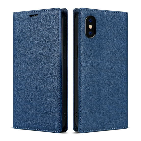 Allytech iPhone XR Wallet Case, Premium PU Leather RFID Blocking Cards Holder Flip Cover Stand Shockproof Anti-Scratch Phone Case for Apple iPhone XR - Blue