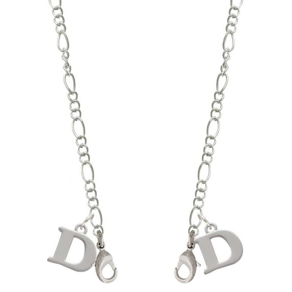 Silvertone Large Initial - D - Silvertone Face Mask Necklace