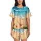 thumbnail image 1 of Balery Tropical Beach With Starfish Conjunto de Pijama para Mujer con Estampado, Dos Piezas de Manga Corta y Shorts, Ropa de Dormir Suave con Cuello Redondo y Bolsillos-Large, 1 of 6
