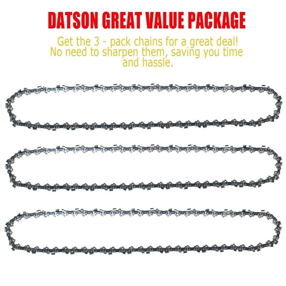 3PACK,14 Inch Chainsaw Chain 3-Pack R52, 3/8" LP Pitch - .043" Gauge - 52 Drive Links Low-kickback fit for KOBALT KCS 4040-06 Echo, Ryobi, LYNXX, Milwaukee, Worx WG384