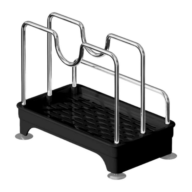 Organizador de tapas, organizador de ollas de acero inoxidable, organizador de ollas y sartenes para negro plateado