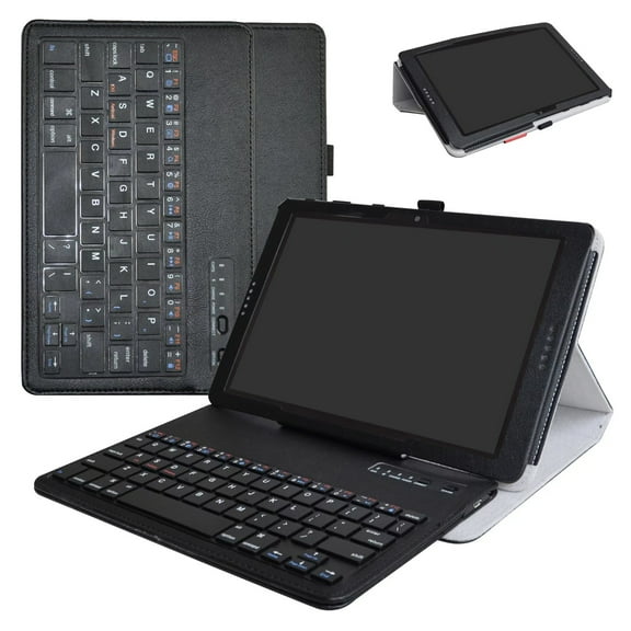 Labanema 10.0" AT&T Primetime Bluetooth Keyboard Case, PU Leather Folio Stand Protective Case, Cover for 10.0" AT&T Primetime (Black)
