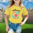 thumbnail image 2 of LEKDFST Happy First Day of School Shirts for Boys Girls Pre Kindergarten 1st 2nd 3rd Grade Back to School T-Shirt Unisex Kids Tee Top Yellow 8-9 Years, 2 of 4