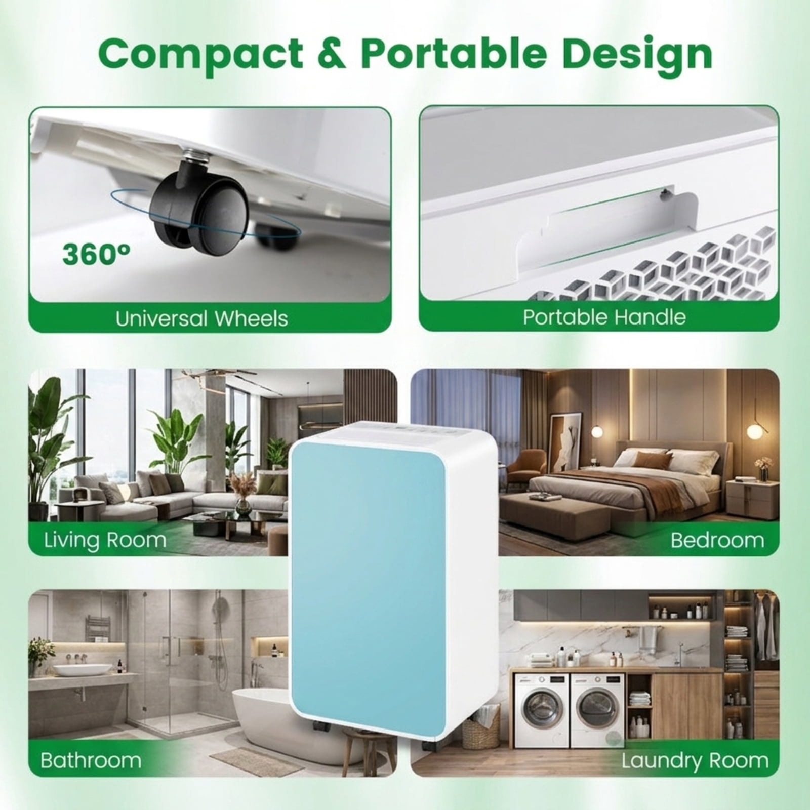RUIE 32 Pint Dehumidifier for Home Basement Bedroom Bathroom, 2500 Sq Ft Dehumidifier with Drain Hose, 3 Modes, 24H Timer & Sleep Mode, Quiet 33dB Dehumidifier with Wheels, Blue