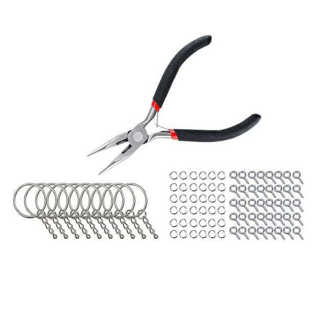 llavero de aleación de 221 Uds con cadena alfileres de tornillo alicates conector de Anillos de manualidades DIY plata Sunnimix Llaveros Anillos