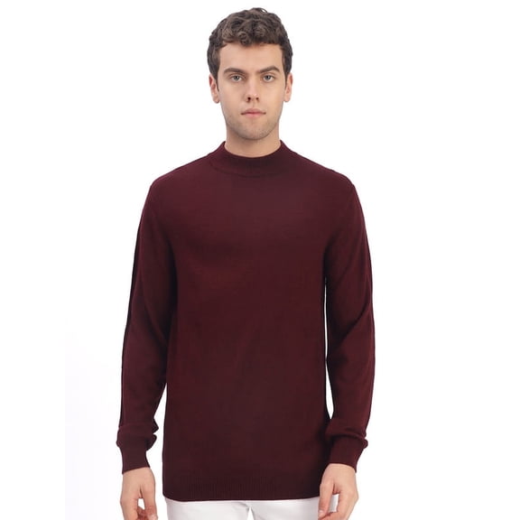 Cavardi Casual Men’s Turtle Neck Sweater – Maroon | L