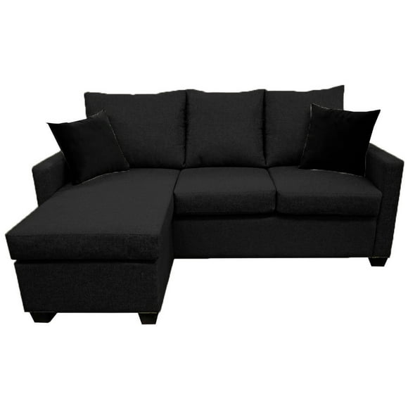 Sala Esquinera El Bazar Store Denver Negro 200x140 cm, Lado derecho e Izquierdo, Lino nacional