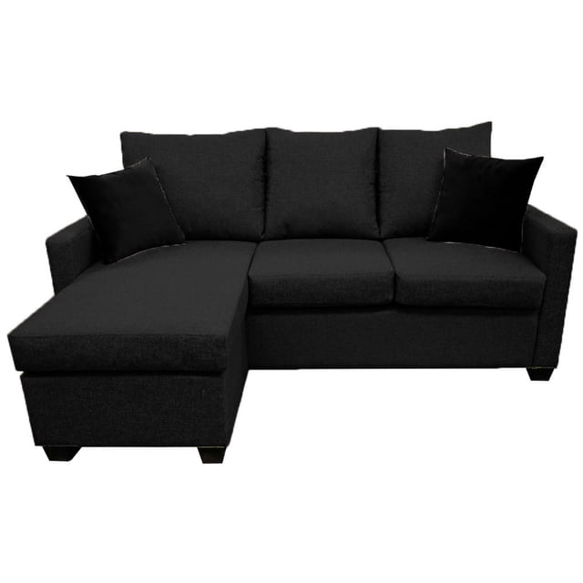 Sala Esquinera El Bazar Store Denver Negro 200x140 cm, Lado derecho e Izquierdo, Lino nacional