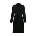 Women Long Sleeve Trench Coat Double Breasted Turndown Collar Long