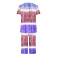 thumbnail image 3 of Tnhcen 2 Piece Women's Gradient Print Pajamas Sets Short Sleeve Top Capri Pants Pjs Sleepwear with Pockets Homewear S-3XL, 3 of 6