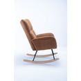 thumbnail image 3 of Modern Teddy Velvet Nursery Rocking Chair with Metal Frame, High Back Leisure Armchair with Wooden Curved Legs, Wingback Glider Rocker Chair for Living Room, Bedroom, Balcony, Brown, 3 of 9