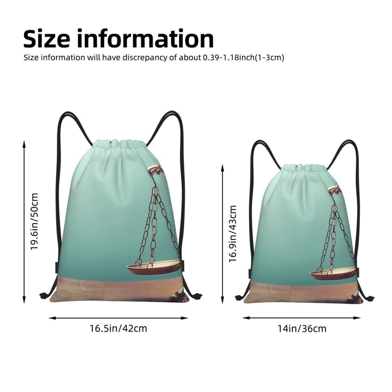 Gaeub Vintage Brass Balance Scale Drawstring Backpack Bag  display picture 2
