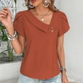 thumbnail image 3 of ZOELNIC Womens Dressy Casual Blouses Asymmetrical V Neck Business Work Tops Petal Sleeve Summer Shirts, M, 3 of 5