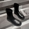thumbnail image 4 of NECHOLOGY Botas Mujer Zapatos Botines para mujer Moda mujer cuero artificial Color sólido otoño suela gruesa tacones cuadrados cremallera botines cortos zapatos de punta redonda (Black, 7.5), 4 of 5