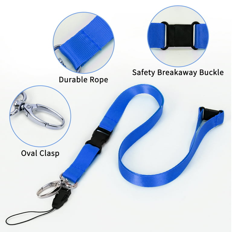 5 Pack Office Neck Lanyards Detachable Buckle Enhanced Model Hook breakaway  Strap lanyard for ID Badge,Key,women men Phones USB Whistles Nylon Black ,blue,yellow,orange,purple 