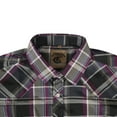 thumbnail image 4 of Coevals Club Mens Pearl Snap Plaid Western Cowboy Button Up Long Sleeve Shirts Purple Black Gray 14 Small, 4 of 7