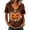 l-Brown, variant on SIYUDAN Womens Halloween Shirts V Neck Short Sleeve Pumpkin Shirts for Women Womens Graphic Tshirts Orange Halloween Shirt Women Fall Shirt, Size S