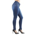 thumbnail image 3 of Fashion2Love Women's Juniors Colombian Design Butt Lift Push Up Mid Waist Skinny Jeans, 3 of 9