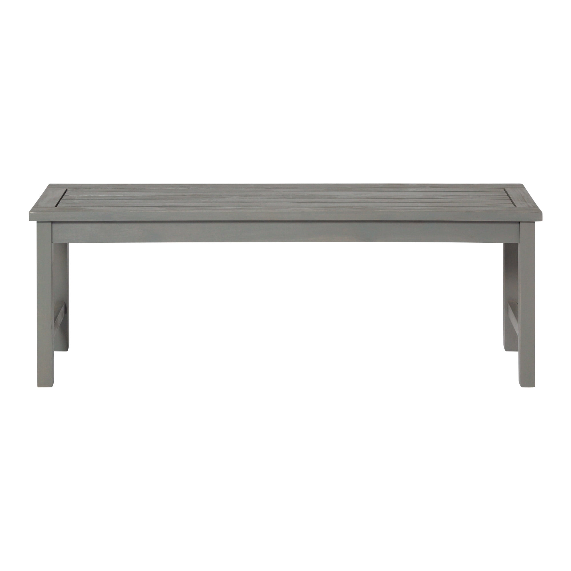 Walker Edison 53" Outdoor Raised Acacia Solid Wood Patio Bench, Grey Wash