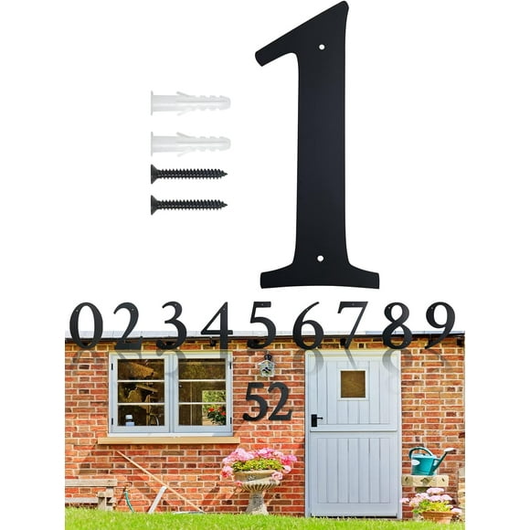 shiyou-11 Inch Super Large House Numbers, Modern Address Numbers Elegant Black Finish Numbers Solid Metal House Sign for Door Plate for Home Gate Building Store Mailbox (1)