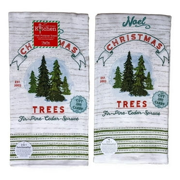Set of 2 FARMHOUSE CHRISTMAS Trees Terry Kitchen Towels by Kay Dee Designs