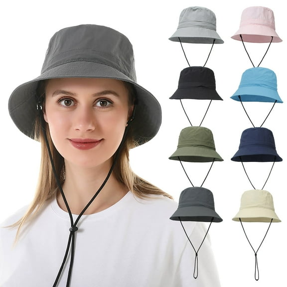 Women's Wide Brim Fisherman Sun Hat - UPF 50 Beach Bucket Hat with Chin Strap, Foldable & Lightweight for Outdoor, Travel, Gardening, Summer Sun Protection