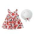 thumbnail image 2 of Fengyings Clearance Toddler Kids Girls Summer Cotton Dress Sleeveless Casual Summer Sundress Princess Dress Flower Printed Jumper Skirt with Hat, 2 of 9