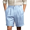 thumbnail image 2 of Men's Relaxed Straight Pleated shorts Business Work Golf Dress Shorts Casual Summer Stretch Flat Front Shorts Light Blue XL, 2 of 4