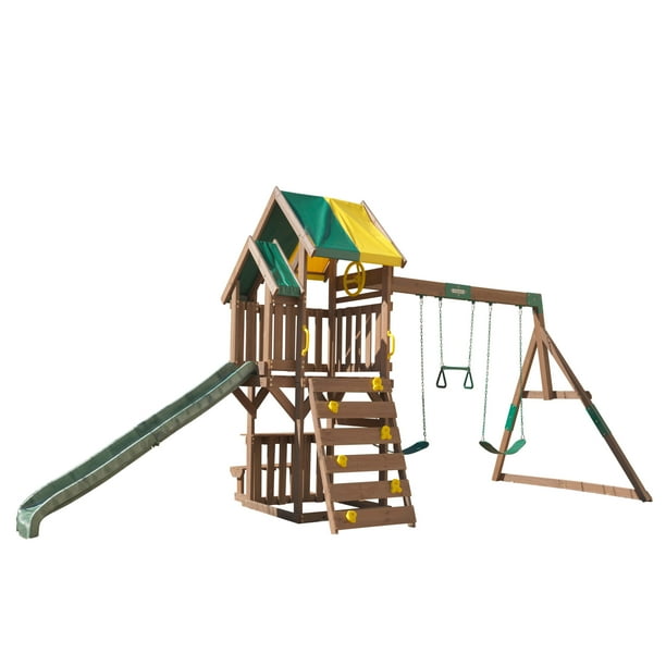 KidKraft Arbor Crest Wooden Swing Set / Playset with Table and Bench