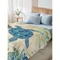 thumbnail image 5 of Teal Sea Turtle Coastal Flat Sheet Only Twin Size, Soft Breathable Bed Top Sheets for Mattress, Vintage Summer Beach Seaweed Luxury Bedding Flat Sheets for Home Hotel Bedroom Bed Protection, 5 of 9
