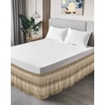 thumbnail image 4 of Abstract Art Bed Skirt California King Size 18" Drop Brown Khaki Ombre Geometric Wavy Lines Ruffled Wrap Around Bed Skirts Adjustable Elastic Bedskirt Dust Ruffle for California King Size Bed, 4 of 7