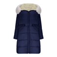 thumbnail image 5 of Women's Mid-Length Hooded Cotton Coat, Faux Fur Trim Parka, Long Sleeve Quilted Jacket, Casual Streetwear Coat, Drawstring Waist Puffer Coat, Cold Weather Outerwear Navy, 5 of 6
