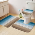 thumbnail image 2 of Blue Beige Brown Bath Mat 3 Piece Bathroom Rug Set, Country Retro Gradient Wooden Grain Non Slip Bath Rug Contour Mat and Toilet Lid Cover, Absorbent Shower Mats Soft Bath Rugs and Mats Sets, 2 of 8