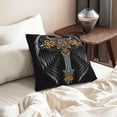 thumbnail image 6 of DouZhe Velvet Decorative Throw Pillow Covers Set of 2, Soft Square Cushion Cover with Invisible Zipper Vintage Cross Angel Printing, 16"x16", 6 of 7