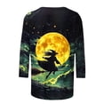thumbnail image 4 of VKOYWKM Womens Tops 3/4 Sleeve Halloween Shirts Vintage Witch Graphic T Shirts Fall Crew Neck Loose Fit Halloween Costume Blouses, 4 of 5