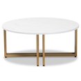 thumbnail image 3 of Baxton Studio Maeve Modern and Contemporary Gold Finished Metal Coffee Table With Faux Marble Tabletop, 3 of 5