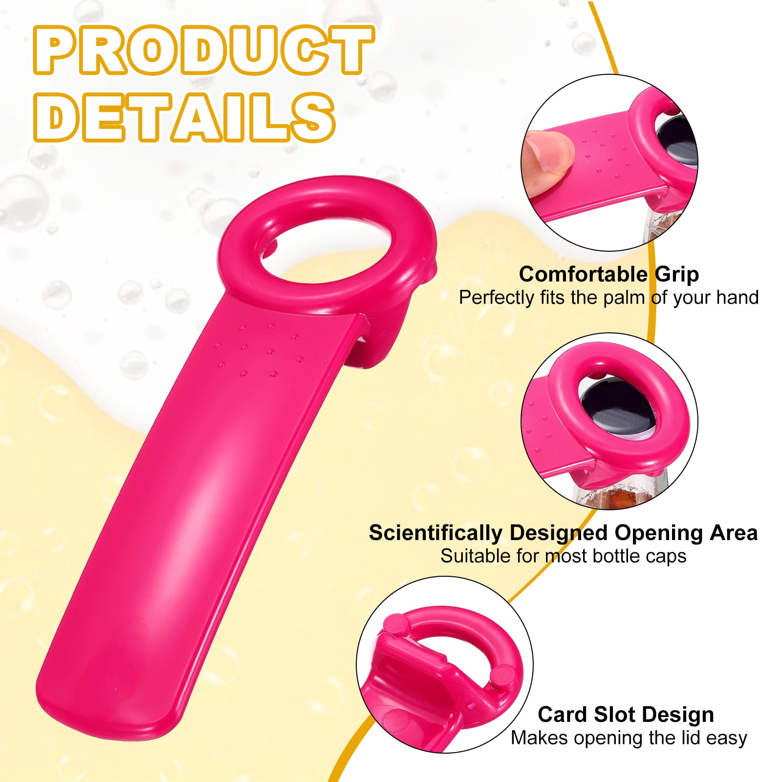 Uxcell 12 Pcs Jar Key Lid Opener, Plastic Jar Lid Opener Easy Grip Multifunctional Durable Can Open Tool for Elderly Seniors Women Weak Hands Easy-use by Anyone, Rose Red