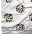 thumbnail image 1 of Soimoi Polyester Crepe Fabric Leaves & Floral Block Print Fabric by The Yard 42 Inch Wide, 1 of 3