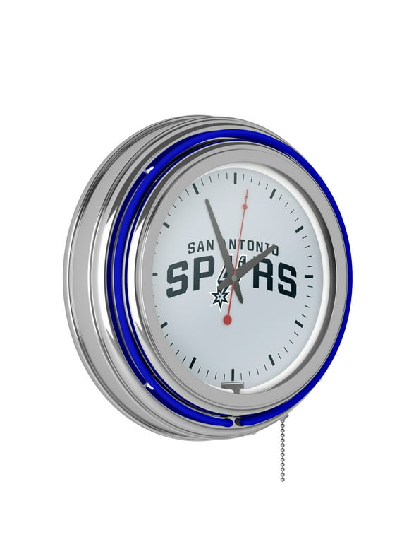 San Antonio Spurs NBA Chrome Double Ring Neon Clock